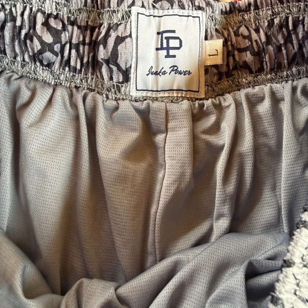 Inaka Power Y2K Mesh Shorts Mens L Grey Elephant Print Thavage Gym Bodybuilding